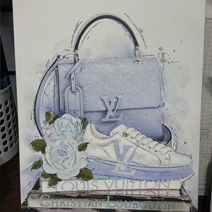 Pastel Blue Handbag and Sneakers Art 30”l / 26”w